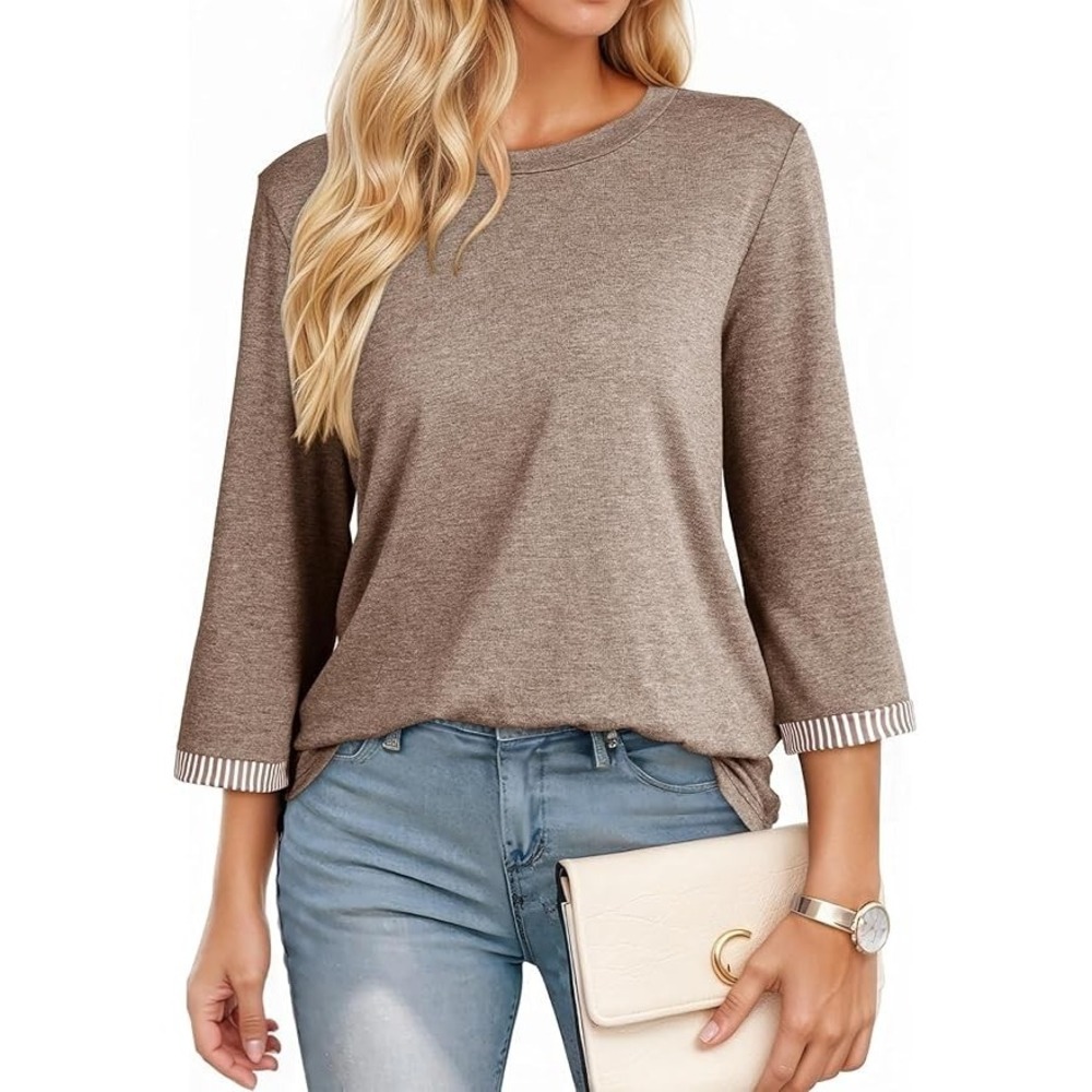 Dokotoo Womens 3/4 Sleeve Lightweight Casual T Shirt Top Size M Summer Fall